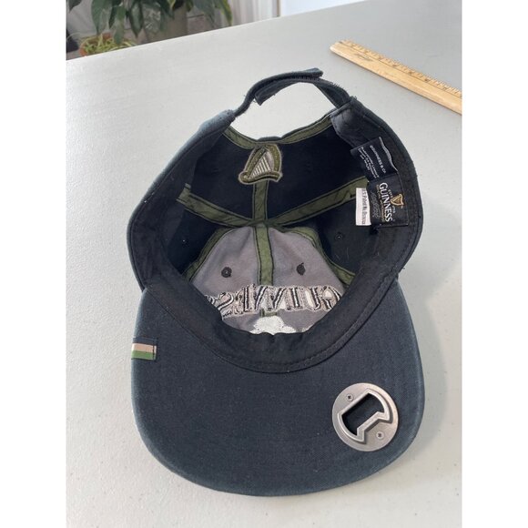 Guinness Extra Stout Adjustable Hat One Size Black Gray Built In Bottle Opener - Picture 3 of 9